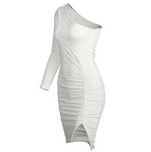 Abito estivo Cross-border europa e gli stati uniti Sexy <span class=keywords><strong>monospalla</strong></span> a maniche lunghe irregolare plissettato - Product Image 5