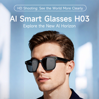 Lunettes intelligentes Ai H03 avec reconnaissance intelligente des objets, traducteur, lecture de musique, appels Bluetooth, lunettes intelligentes à haute résolution avec caméra
