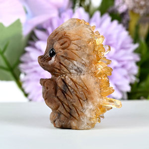 Tinh thể tự nhiên chạm khắc hình thú Reiki, cụm tinh thể hình nhím để trang trí - Product Image 3