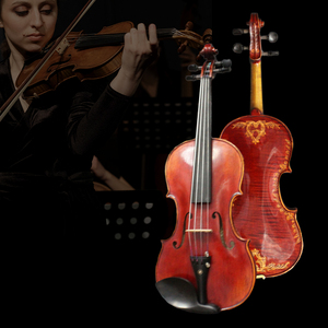 Violín NAOMI 4/4 Tallado a Mano, Violín Barroco Europeo Antiguo de Madera, Violino Maestro Stradi con Bonitas Flores Talladas, Instrumento de Cuerda - Product Image 5