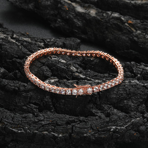 3mm4mm5mm Rose Gold White Zirconium <b>Bracelet</b> <b>Copper</b> Micro-inlaid Zircon Single Row <b>Bracelet</b> Tanjing Fashion Lijing Necklace - Product Image 3