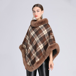 619 # automne et hiver nouveau <span class=keywords><strong>Plaid</strong></span> en peluche épaissi Faux cheveux col Cape châle tricoté pull pull Tweed veste - Product Image 6