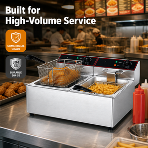 Commercial Electric Deep Fryer 12L Double Tank Double <b>Basket</b> 2.5kW for French Fries Chicken Fast Food Restaurant Catering - Product Image 6