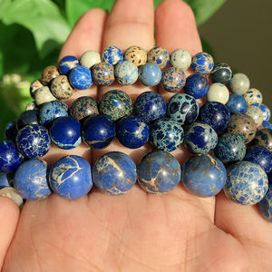 Venta al por Mayor de Cuentas de <span class=keywords><strong>Jaspe</strong></span> de Sedimento Marino <span class=keywords><strong>Azul</strong></span>, Piedras Semipreciosas Naturales de 4/6/8/10 mm, Hilo de 38 cm, para Joyería DIY, Pulseras, Collares y Pendientes - Product Image 5