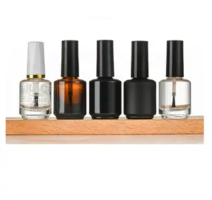 Round shape 15ml 1/2 oz Matte Shinny Black Clear Amber White empty glass nail polish oil bottle wholesale Shiny