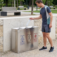 Poubelles commerciales à 3 compartiments 90L en acier inoxydable, station de recyclage, poubelle recyclable pour extérieur