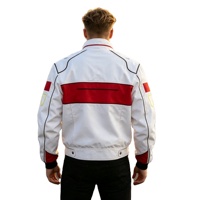 Blouson brodé F1 personnalisé pour homme, hiver, avec surpiqûres contrastantes blanches, style streetwear, col montant, coupe-vent zippé, imperméable, pour motard