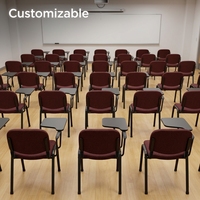 Chaise de formation robuste en mousse souple avec tablette pour salle de classe, fabriquée en usine certifiée ISO, pour approvisionnement en gros