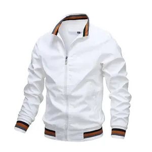 Jaket Kasual Baru Jaket Pria Musim Semi dan Gugur Mantel Olahraga Warna Solid Mode Kasual Jaket Sederhana