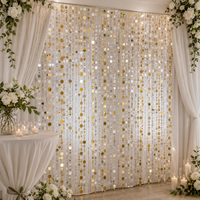 Chaîne de sequins ronds mélangés or et argent de 20 m par rouleau pour la décoration de fond de scène, de rideaux de porte, de mariages et d'anniversaires