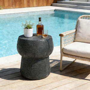 Outdoor <b>Patio</b> Accent <b>Table</b> Double Barrel Shape Concrete Side <b>Table</b> Modern Outdoor Furniture - Product Image 2