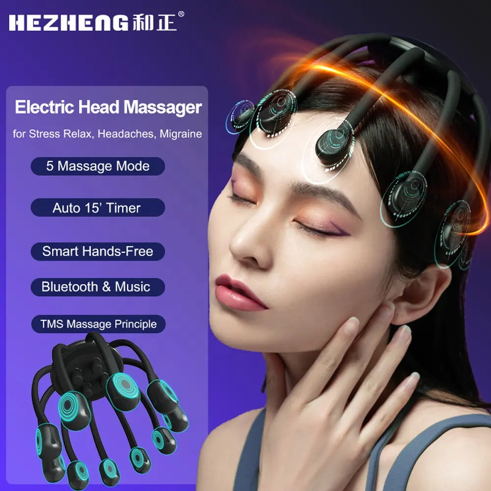 Meest Populaire Elektrische Hoofdmassageapparaat Voor Stressvermoeidheid Wellness Ontspannen, Decomprimeren En Verbeteren De Slaap-Octopus Hoofdhuidtrillingsmassage