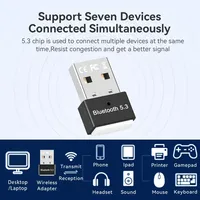 Adaptateur USB 2.0 Bluetooth 5.3 double mode pour Windows 7/Win 8.1/Win 10/Win 11EDR Adaptateur longue portée USB Bluetooth Dongle 5.3