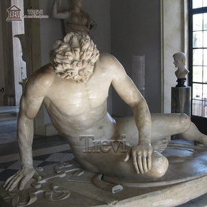 Statua di Alta Qualità in Marmo Bianco a Grandezza Naturale dell'Uomo Galata che Morde, Stile Greco-Romano Antico - Product Image 4