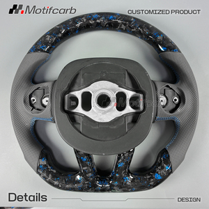 Volante calefactable de fibra de carbono forjado azul cielo personalizado con LED para Dodge Charger Challenger Hellcat SRT R/T SXT GT 2013-2023 - Product Image 6