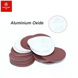 Papier abrasif rouge d'oxyde d'aluminium de 5 à 9 pouces Crochet et boucle et disque de ponçage rond auto-adhésif métal et bois