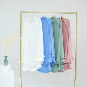 2024 kadın Ruffled uzun krep Khimar Abayas bir boyut islam müslüman namaz başörtüsü şal Niqab hediye - Product Image 6