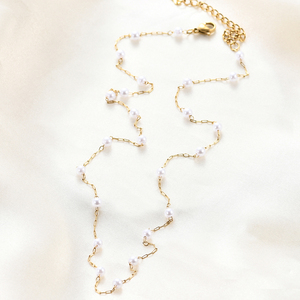 שרשרת פנינים מתוקים שרשרת פנינים צפות תחנת זהב פנינים צפות תחנת שרשרת פנינים מים מתוקים כלה - Product Image 3