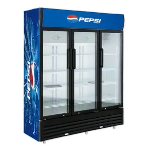 Dik dikey 3 cam kapi Reach restoran içecek içecekler soğutucu Merchandiser buzdolabı buzdolabı
