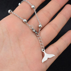 Hot Selling Simple Popular Design Dolphin Tail Pendant Bracelet Titanium Steel Silver Plated Men's Bracelets <b>Fashion</b> Jewelry - Product Image 1