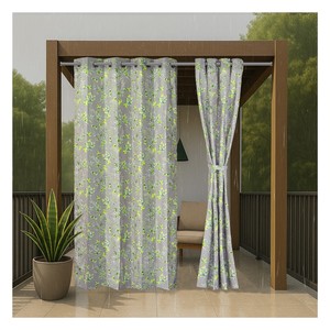 <b>Leaves</b> Grey Waterproof Outdoor Curtains with Modern Botanical Charm for Elegant Patios Balconies and Garden Spaces - Product Image 1