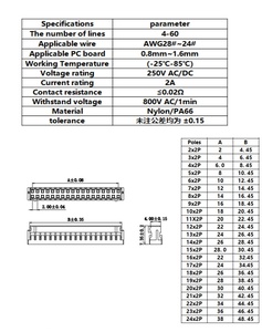 ตัวเชื่อมต่อแบบมีระยะห่างระหว่างกัน 2.0 มม. รุ่น DF11 แบบสองแถว ตัวปลั๊ก+ตัวรับสายไฟ แบบตัวผู้/ตัวเมีย สำหรับสายเคเบิลแบบพินเฮดเดอร์ ตัวเชื่อมต่อ JST - Product Image 2