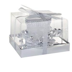 Adorno Navideño de Cristal, Bola de Vidrio Transparente de 55 mm de Diámetro con Cuentas Plateadas y Cinta, Decoración Navideña para Árbol - Product Image 1