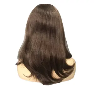 4# 100% Human Hair Wigs Glue Less Mono Top European Virgin Human Hair Medical Wig For Women