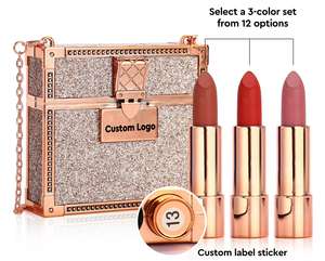 Sac à chaîne velours mat rouge à lèvres ensemble maquillage avec miroir luxe <span class=keywords><strong>baume</strong></span> à lèvres étanche marque privée haute Pigment longue durée en gros - Product Image 2