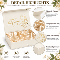 Boîte cadeau magnétique pliable en carton rigide avec dorure à chaud personnalisée de qualité supérieure et doublure en satin pour les ensembles de soins capillaires