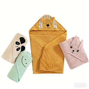 Serviette de Bain Bébé à Capuche Tissée de Haute Qualité, Motif Animal, Séchage Rapide, Super Absorbante, pour Salle de Bain et Chambre - Product Image 2
