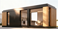GOODCHEER B1 Auvent extensible préfabriqué, mini-maison mobile entièrement meublée, espace de vie modulaire portable, cuisine/salle de bain/hôtel