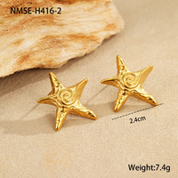 Nouveau individualiste en acier inoxydable étoile de mer antirouille PVD plaqué or collier étoile breloque bijoux collier boucles d'oreilles ensemble