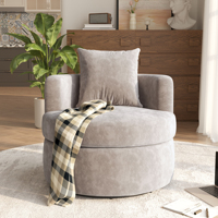 ATUNUS Canapé simple moderne, fauteuil moelleux rond 360 °   Fauteuil pivotant confortable à dossier haut, fauteuil d'appoint individuel pour le salon