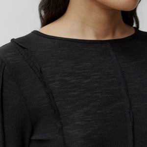 Camisas de Manga Larga Cómodas con Cuello Redondo y Costuras en Contraste de Punto para Mujer, Primavera, Otoño e Invierno 2025 - Product Image 2