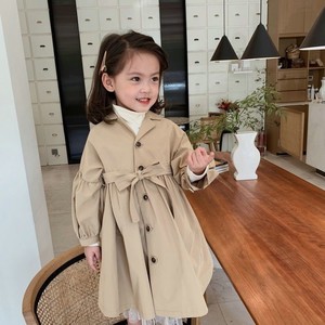 Manteau trench pour filles, printemps automne, col à revers, 100% coton, ceinture amovible, manteau trench pour filles - Product Image 1