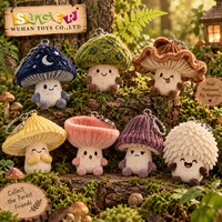 Porte-clés en peluche champignon OEM en gros, breloque mignonne en peluche sur le thème de la forêt pour jardins botaniques, musées, boutiques et programmes de cadeaux naturels