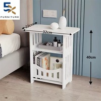 Mini armoire d'angle de chevet moderne en PVC blanc Mobilier de maison simple pour chambre à coucher et salon pour hôtels