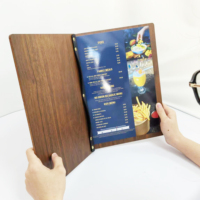 Porta Menús de Madera Personalizado, Carpeta de Menús en Formato de Libro para Cafetería, Bar, Restaurante, Hotel, Suministros para Restaurantes