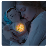 Jouets promotionnels de Noël : Poupée en peluche Marie, jouet souple respirant avec musique et lumières, cadeaux religieux pour anniversaires et Pâques pour enfants