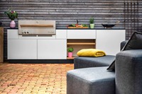 Ensemble de cuisine extérieure de grande taille Vermonhouzz Professional, système d'armoires en acier inoxydable laqué avec îlot barbecue et évier