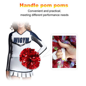 定制4 "6" 8 "10" 激光银色塑料啦啦队绒球-红色白色 - Product Image 2