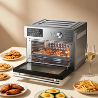 Four multifonction électrique en acier inoxydable à économie d'énergie, grande capacité, avec fonction grille-pain et friteuse à air, mini four de cuisson, compatible avec les appareils de cuisson français