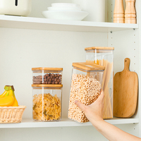 Contenants de stockage alimentaire en plastique de qualité alimentaire sans BPA, hermétiques, avec couvercle en bambou et valve de décompression, empilables