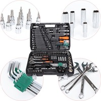 Kit de réparation automobile Robustworks TQ-4656, ensemble d'outils à main de 121 pièces avec clés mixtes en acier inoxydable, coffret rigide et support OEM