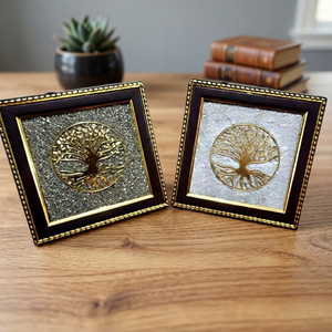 Artesanía India Hecha a Mano: Marco de Árbol de la Vida con Pirita y Selenita para Decoración del Hogar, Regalo, Venta al por Mayor - Product Image 2