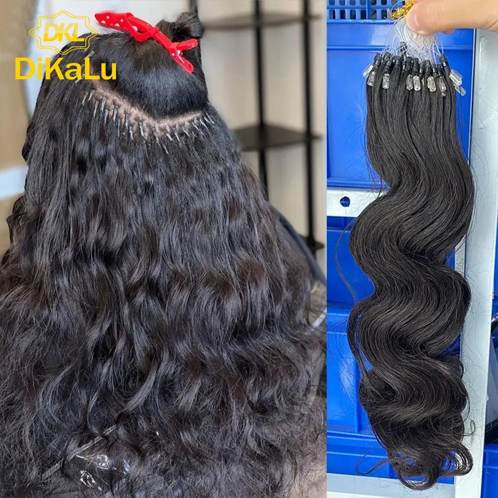 DKL 12A remy virgin human hair easy Micro Ring/Links/Loop/Beads Hair Extensions 100g/strand micro loop hair extensions for women