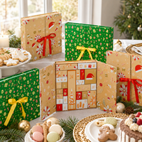 Échantillon gratuit, boîte-cadeau de calendrier de l'avent de Noël en carton de 1400 g avec logo personnalisé, emballage pliable magnétique