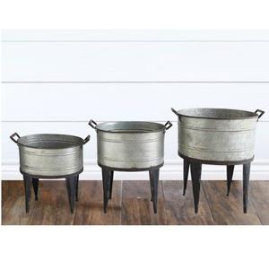 Ensemble de décor de ferme de 3 jardinières de fleurs galvanisées seaux de jardin de style rustique fournisseurs de jardinières de fleurs modernes - Product Image 1