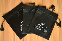 Pochette cadeau en satin personnalisée avec cordon de serrage pour emballage de bijoux, faveur de mariage, cosmétique, voyage, réutilisable, impression de logo